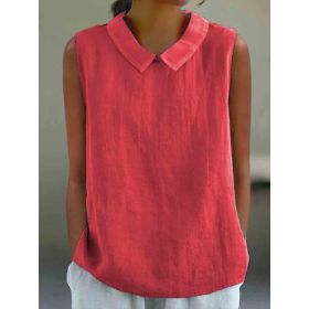 Artistic Womens Black Sleeveless Loose-fitting Top With A Collar (Option: Pink-M)