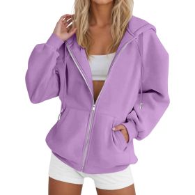 Laid-back Casual Figure-flattering Cardigan Top (Option: Purple-M)