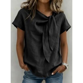 Women's Summer Short Sleeve Casual T-Shirt - Cotton Blend Lightweight Everyday Top For Daily Wear (Option: Black-M)