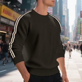 Casual Men's Loose Round Neck Sweater Thin (Option: Brown-M)