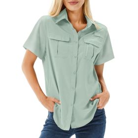 Multi-pocket Breathable UV-protective Lightweight Outdoor Shirt (Option: Bean Green-M)