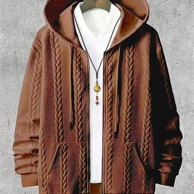 Men's Plus-sized Casual Hooded Sweater (Option: Caramel Color-2XL)
