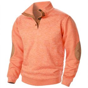 Men's Stand Collar Knitted Joint Stitching Casual Jacquard Cardigan Sweater (Option: Orange-M)