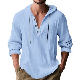 Hooded Casual Loose-fitting T-shirt Sweater For Men (Option: Light Blue-M)