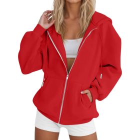 Laid-back Casual Figure-flattering Cardigan Top (Option: Red-M)