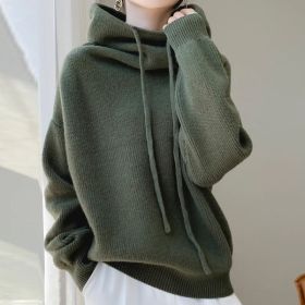 Women's Sweater Thicken Lazy Style All-match Long-sleeved Autumn Winter Warm Casual Sweater For Women (Option: Pine Green Thin 500g-S)