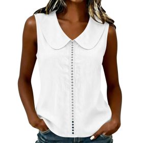 Loose-fit Vest With A Turn-down Collar Lace-panel Design And A Casual Sleeveless Style (Option: White-M)
