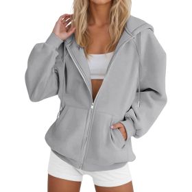 Laid-back Casual Figure-flattering Cardigan Top (Option: Gray-M)