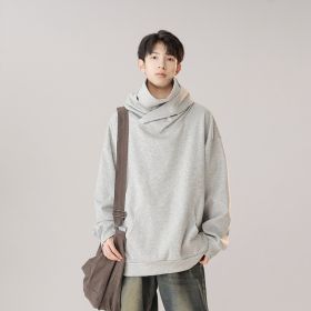 Hooded Turtleneck Sweater Men's Autumn Winter Couple Workwear Mechanical Style (Option: Cloud Gray-L)