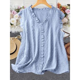 Loose-fitting Casual Vest With Short Sleeves (Option: Light blue-1XL)