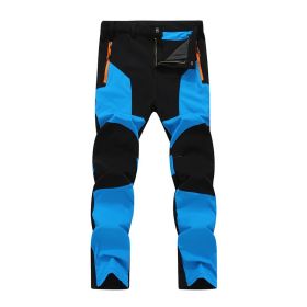 Outdoor Stretch Charging Men's Windproof Waterproof And Hard-wearing Breathable Quick-drying Pants (Option: Dark blue-XL)