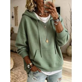 Womens Casual Loose-fitting Hoodie With Pockets And Long Sleeves (Option: Light Green-M)