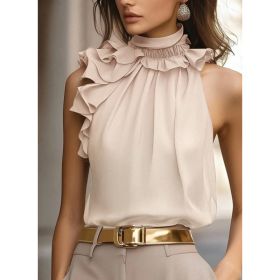 Niche Neck-hanging Sleeveless Tank Top Shirt (Option: Apricot-M)