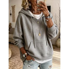 Womens Casual Loose-fitting Hoodie With Pockets And Long Sleeves (Option: Light gray-M)