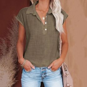 Women's Retro Cotton-linen Shirt (Option: Brown-M)