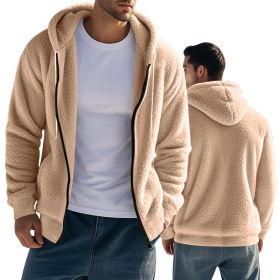 Loose Cardigan Casual Hooded Jacket Sweater Men (Option: Khaki-L)