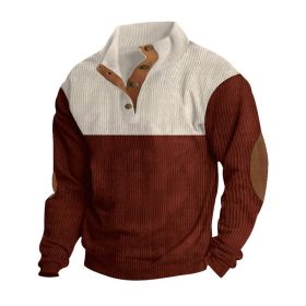 Spring And Autumn New Men's Stand-up Base Shirt Casual Sports Pullover (Option: Purplish Red-XXXL)