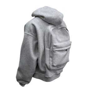 Backpack Men's Loose Sports And Leisure Hooded Zipper Sweatshirt (Option: Gray-L)