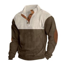 Spring And Autumn New Men's Stand-up Base Shirt Casual Sports Pullover (Option: Brown-XXXL)