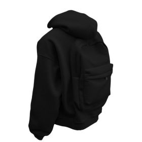 Backpack Men's Loose Sports And Leisure Hooded Zipper Sweatshirt (Option: Black-L)