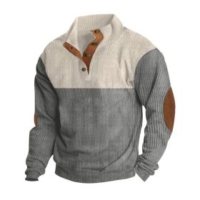 Spring And Autumn New Men's Stand-up Base Shirt Casual Sports Pullover (Option: Gray-XXXL)