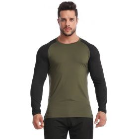 Fitness Clothes Men's High Elastic Breathability PRO Quick-drying (Option: Army Green Black-L-1pcs)
