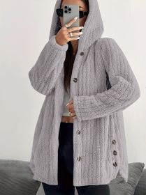 Hooded Loose Plush Coat Women's Regular Sleeve (Option: Light Gray-3XL)