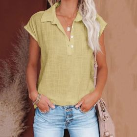 Women's Retro Cotton-linen Shirt (Option: Yellow-S)