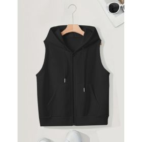 Women's Sleeveless Slim-fit Cardigan Zip Sweater (Option: Black-3XL)