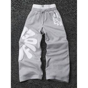 Womens And Mens Loose-fitting Straight-leg Sports Pants (Option: Gray-L)