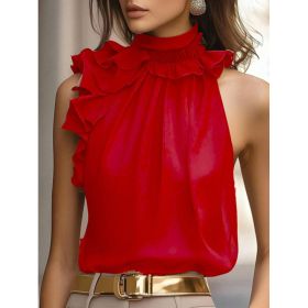 Niche Neck-hanging Sleeveless Tank Top Shirt (Option: Red-XXL)