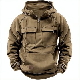Men's Solid Color Casual Sweatshirt (Option: Khaki-L)