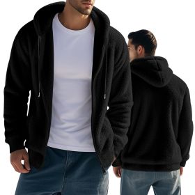 Loose Cardigan Casual Hooded Jacket Sweater Men (Option: Black-L)