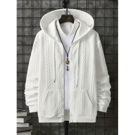 Men's Plus-sized Casual Hooded Sweater (Option: White-6XL)