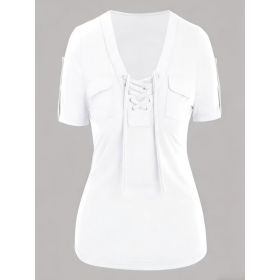 Fashionable Casual Women's Short-sleeve Top (Option: White-L)