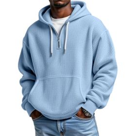 3D Printed Men's Double Hood Zipper Hooded Sweater (Option: Blue-3XL)