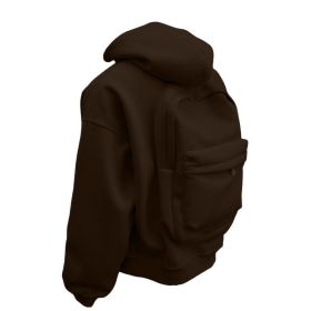 Backpack Men's Loose Sports And Leisure Hooded Zipper Sweatshirt (Option: Coffee-L)