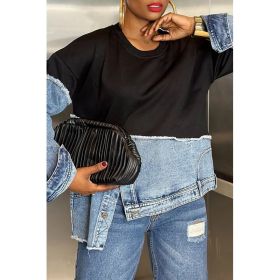 Womens Casual Fashionable Color-blocked Minimalist Top (Option: Color-XXL)