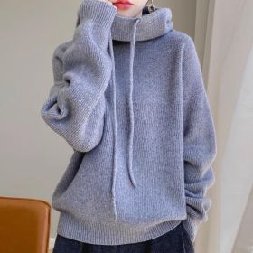 Women's Sweater Thicken Lazy Style All-match Long-sleeved Autumn Winter Warm Casual Sweater For Women (Option: Elegant Gray Thickness 750g-2XL)