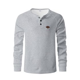 Waffle Buckle Quick-drying Raglan Henry Long Sleeve (Option: Light Gray-XXXL)