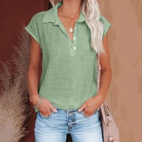 Women's Retro Cotton-linen Shirt (Option: Green-XXL)