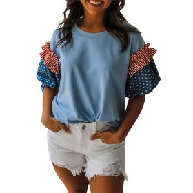 Womens Casual Short-sleeve Printed Top (Option: LC25135385P804-L)