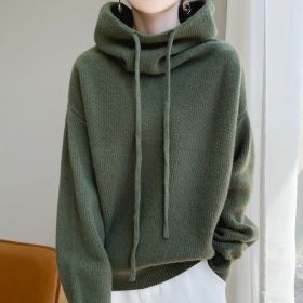 Women's Sweater Thicken Lazy Style All-match Long-sleeved Autumn Winter Warm Casual Sweater For Women (Option: Pine Green Thick 750g-L)