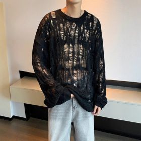 Early Spring Design Hollow Loose Thin Sweater (Option: Black-XXXL)