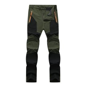 Outdoor Stretch Charging Men's Windproof Waterproof And Hard-wearing Breathable Quick-drying Pants (Option: Green Black-5XL)