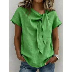 Women's Summer Short Sleeve Casual T-Shirt - Cotton Blend Lightweight Everyday Top For Daily Wear (Option: Green-3XL)