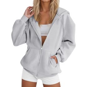 Laid-back Casual Figure-flattering Cardigan Top (Option: Light gray-XL)