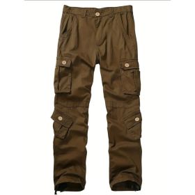 Three-dimensional Pocket Overalls Men's Multi-pocket (Option: Eight Pockets Brown-31)