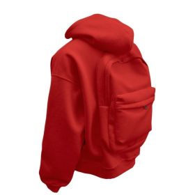 Backpack Men's Loose Sports And Leisure Hooded Zipper Sweatshirt (Option: Red-L)