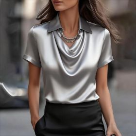 Simple Boat-neck Blouse For Women (Option: Gray-L)